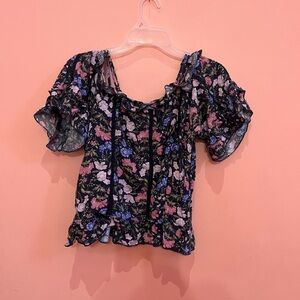 American Eagle Outfitters Black Floral Blouse